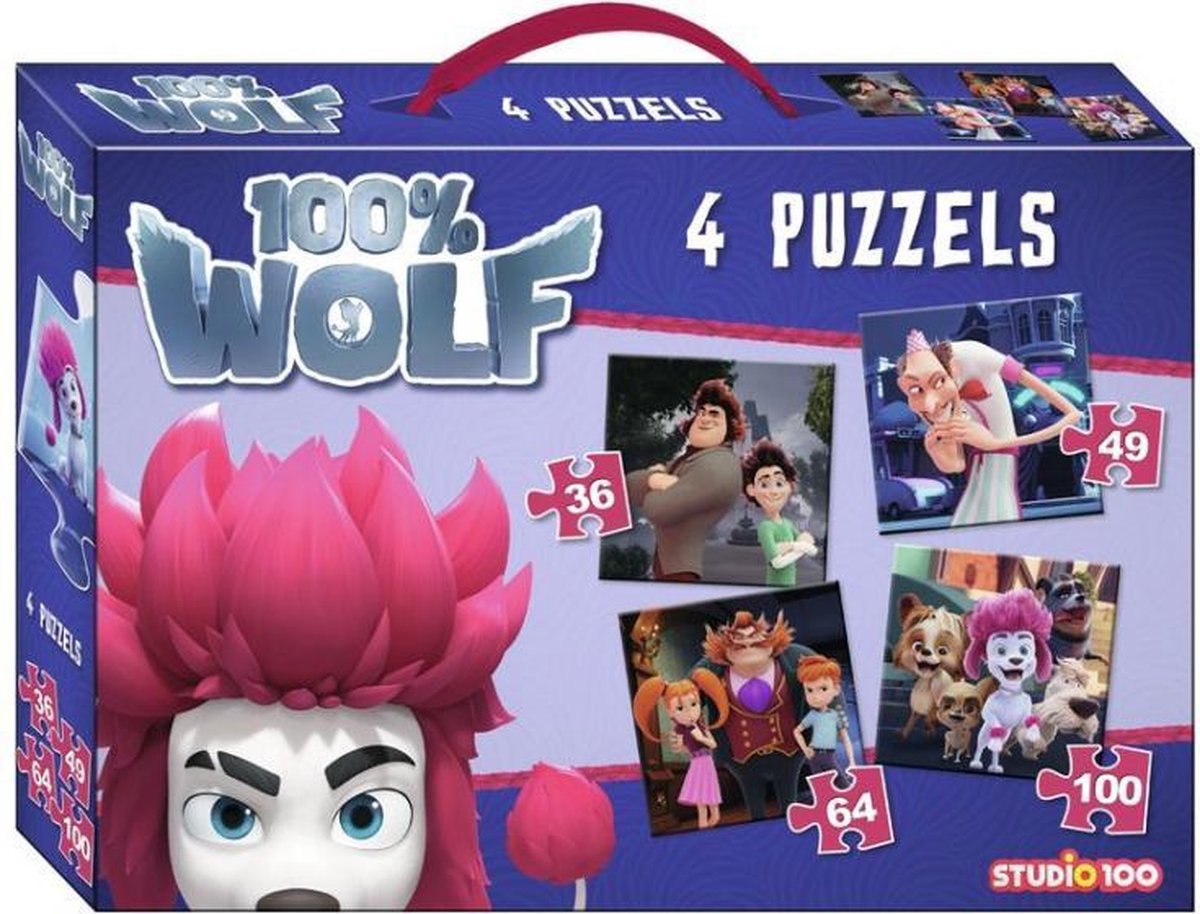 legpuzzel 100% Wolf junior karton paars 4 stuks