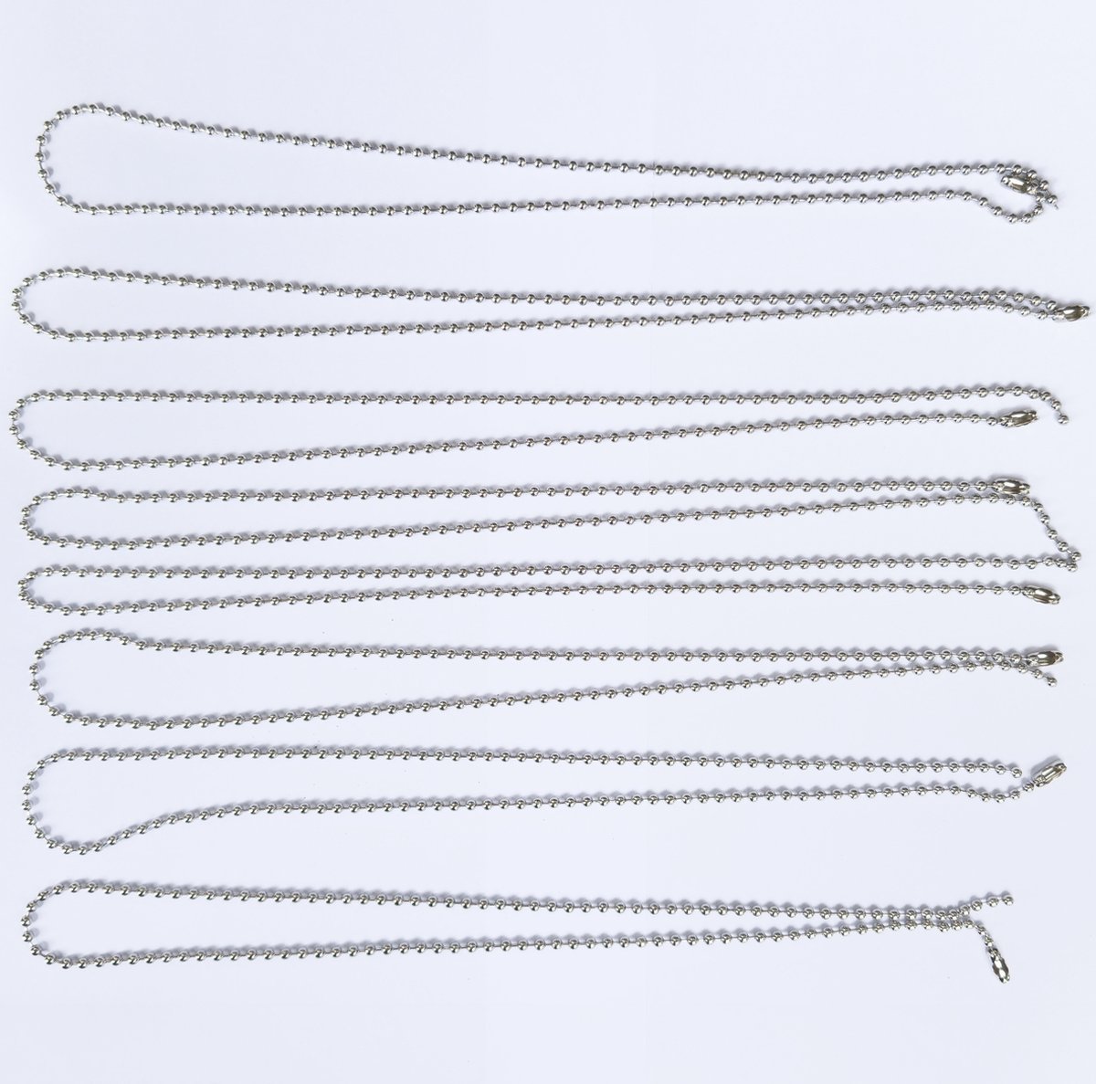 Bolletjes Ketting metaal kogel ketting, set van 8 stuks nikkelvrij 3,0 mm 60 cm