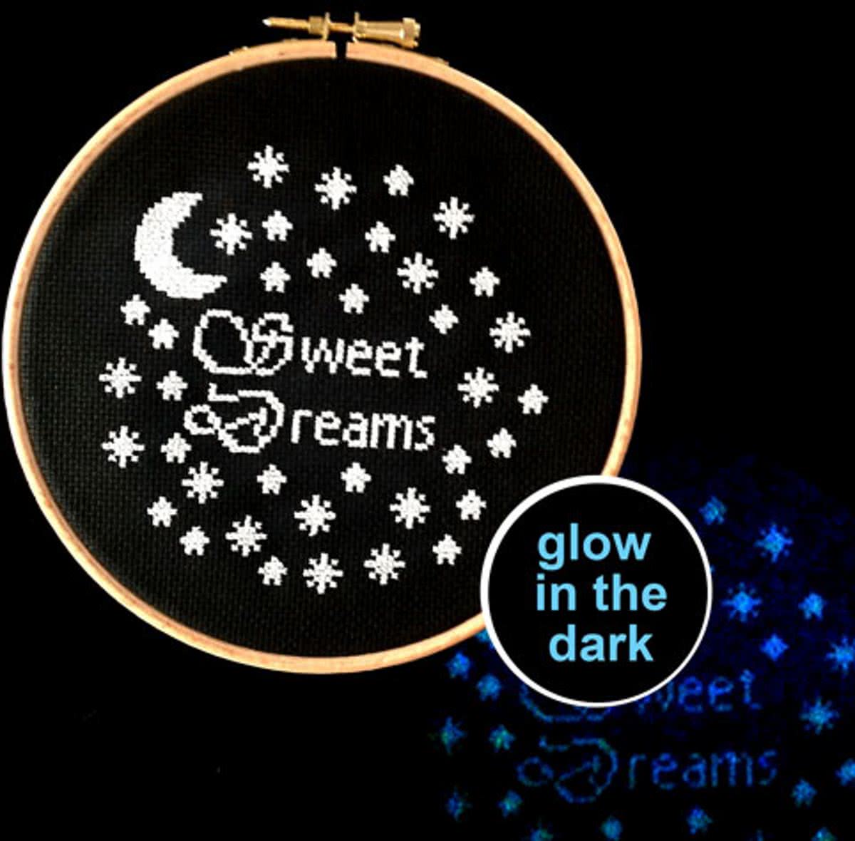 borduurpakket - glow in the dark sweet dreams - modern borduren