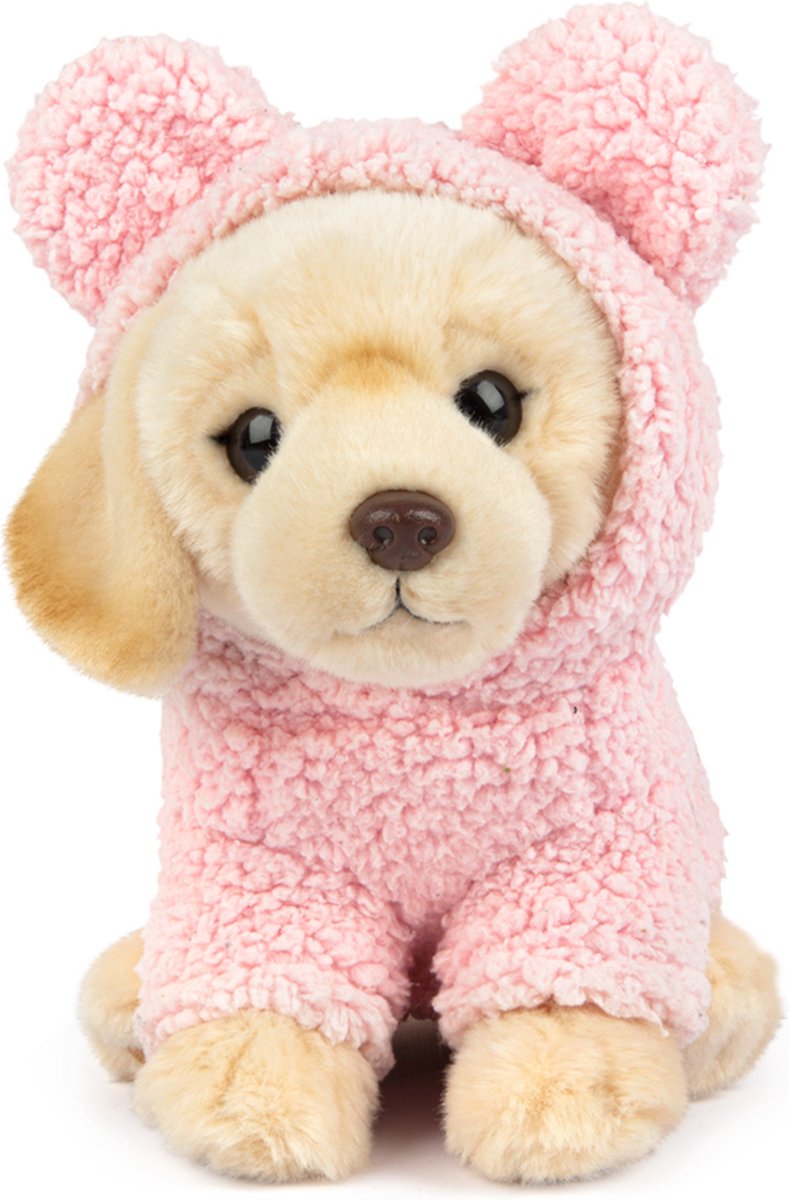 Studio Pets Knuffels - Labrador Happy 23cm met roze truitje - Speelgoed Pluche