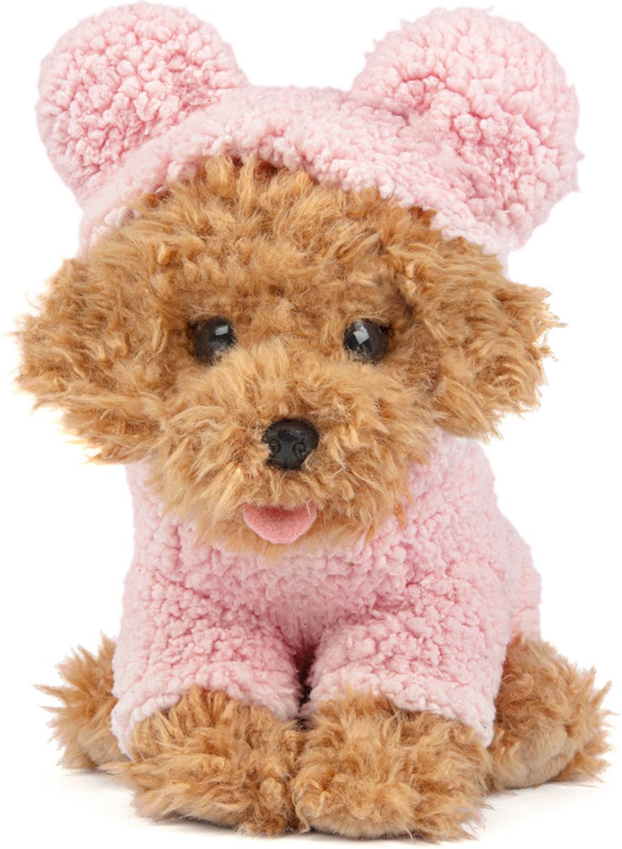 Studio Pets Knuffels - Poodle Cookie 23cm met roze truitje - Speelgoed Pluche