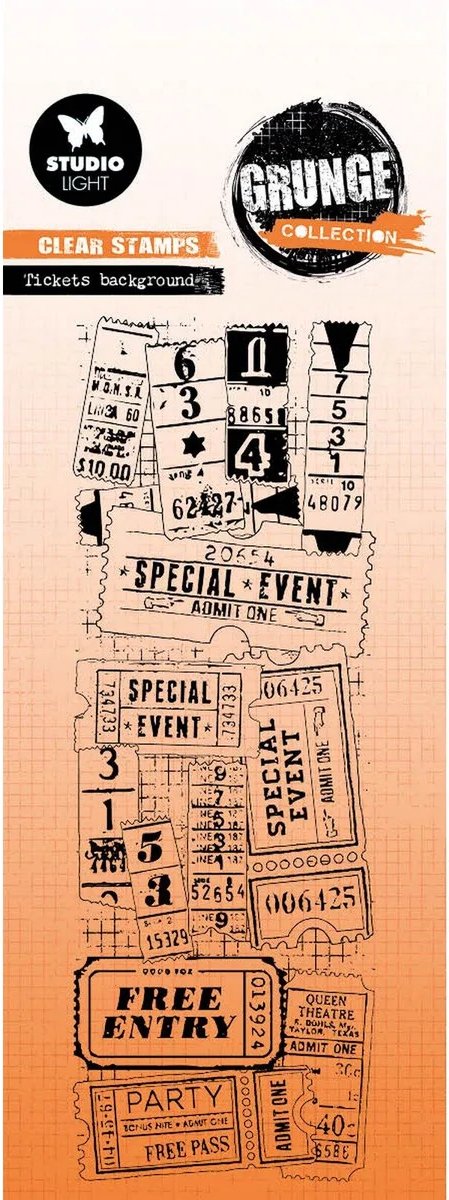 GR Clear Stamp Tickets background Grunge Collection nr.676
