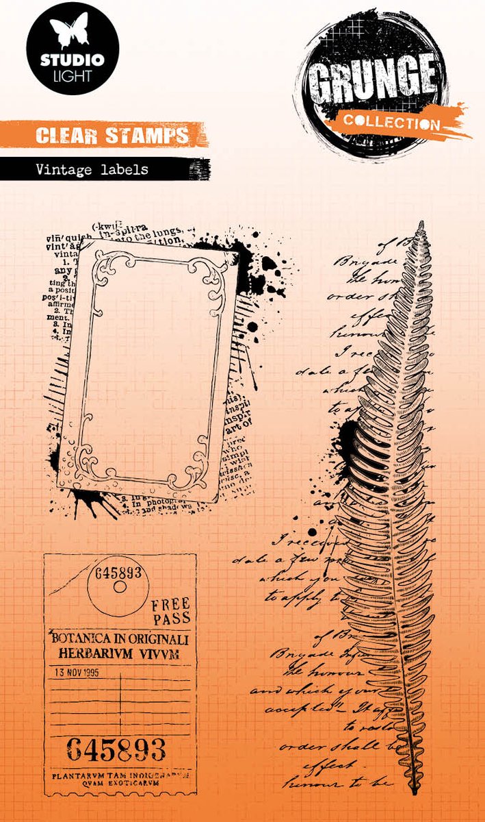 SL Clear stamp Vintage labels Grunge Collection nr.608
