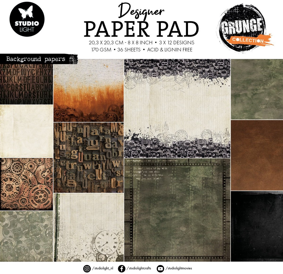SL Design Paper Pad Paper elements Grunge Collection nr.243