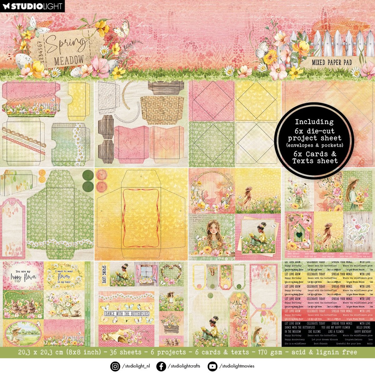 SL Mixed Paper Pad Envelops, Cards Spring Meadow nr.269