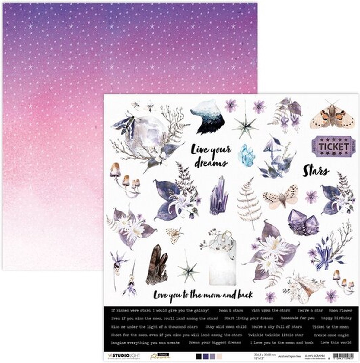 SL Scrap paper 12 elements Moon Flower Collection 304x304mm nr.85