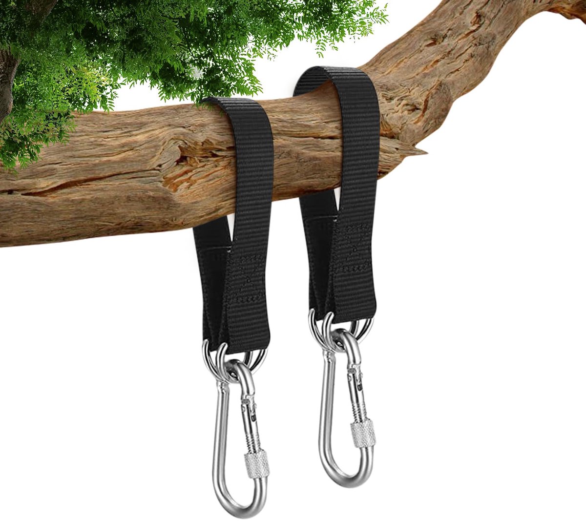  ® Bevestigingsset voor Schommels met Sterke Karabijnhaken en D-Ringen, Zwart
