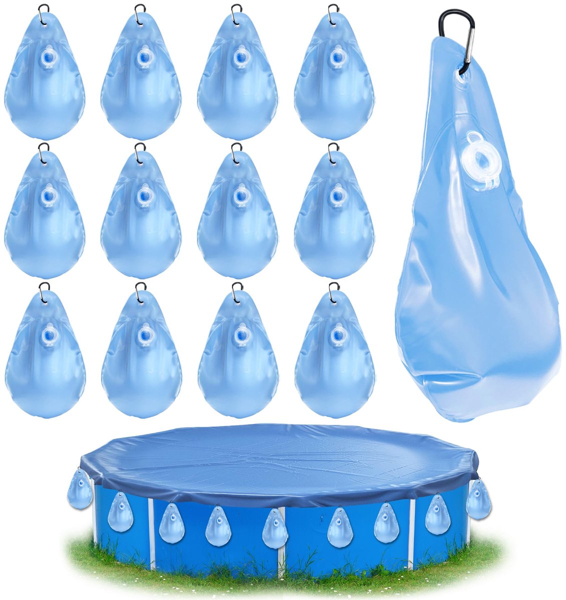  ® Set van 12 waterzakken voor zwembadafdekking met stevige haken
