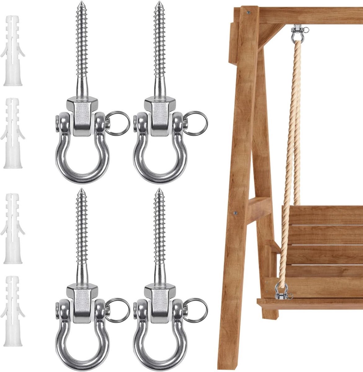 ® Stevige Roterende Plafondhaken voor Schommels en Hangmatten, Binnen en Buiten Gebruik