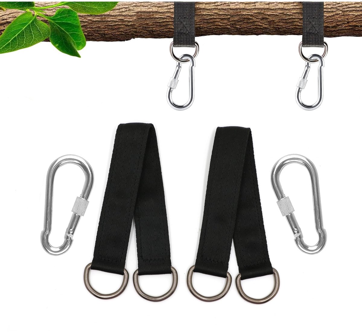  ® Veilige en ophangset voor schommels en hangmatten met accessoires, Zwart