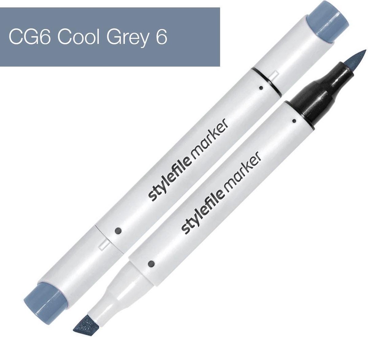 Stylefile Marker Brush - Cool Grey 6 - Hoge kwaliteit twin tip marker met brushpunt