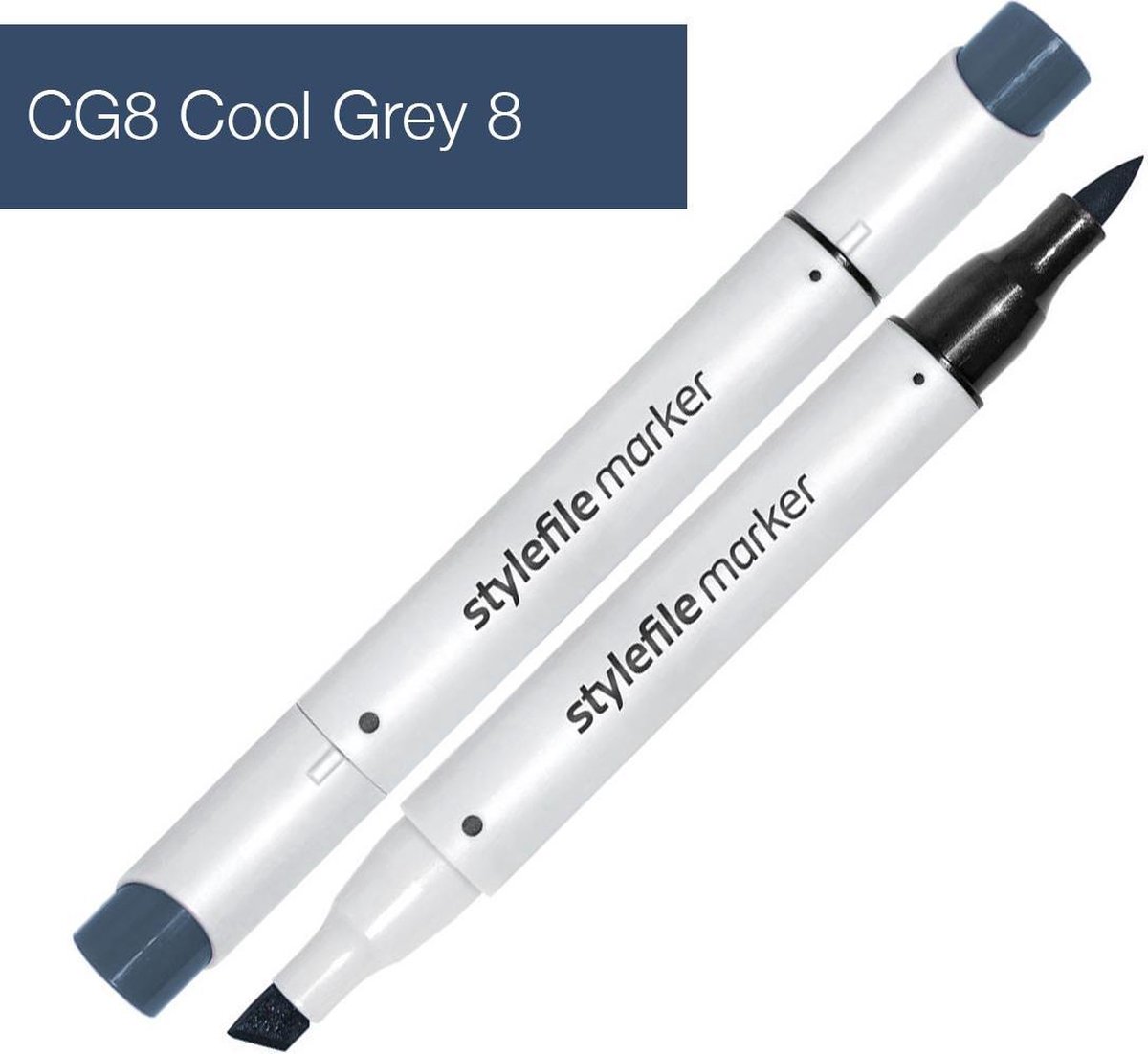 Stylefile Marker Brush - Cool Grey 8 - Hoge kwaliteit twin tip marker met brushpunt