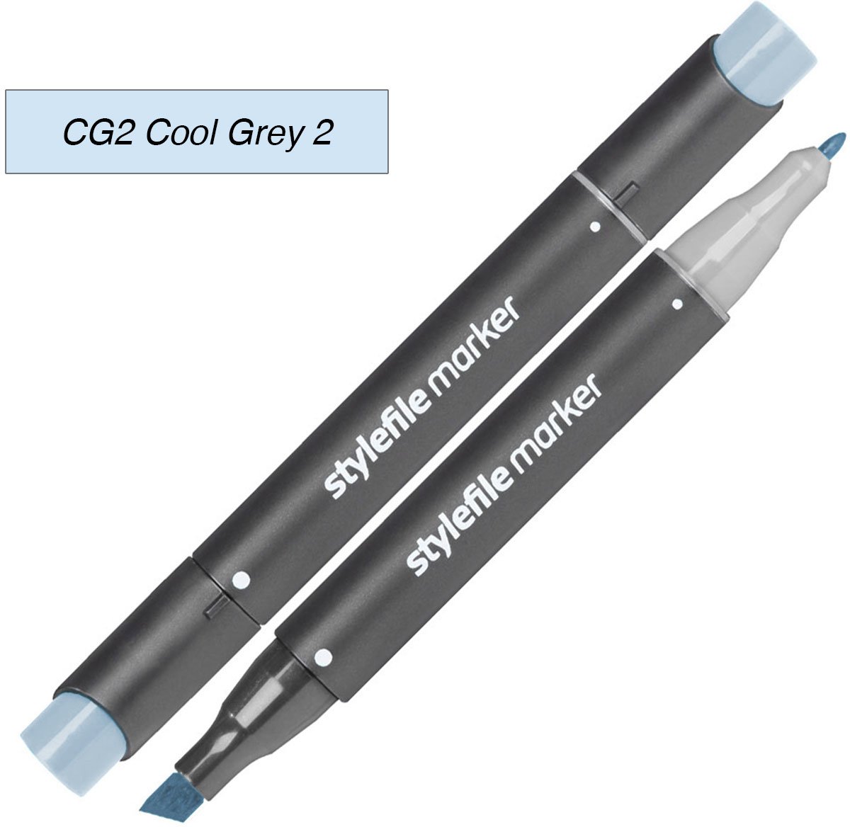 Stylefile Twin Marker - Cool Grey 2 - Deze hoge kwaliteit stift is ideaal voor designers, architecten, graffiti artiesten, cartoonisten, & ontwerp studenten