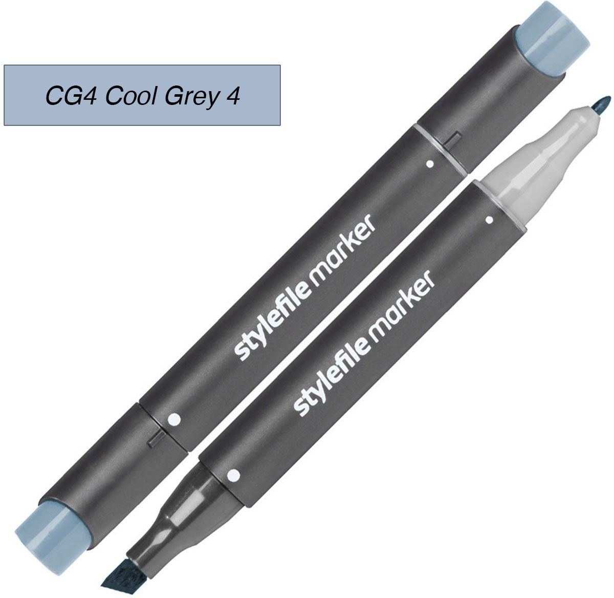 Stylefile Twin Marker - Cool Grey 4 - Deze hoge kwaliteit stift is ideaal voor designers, architecten, graffiti artiesten, cartoonisten, & ontwerp studenten