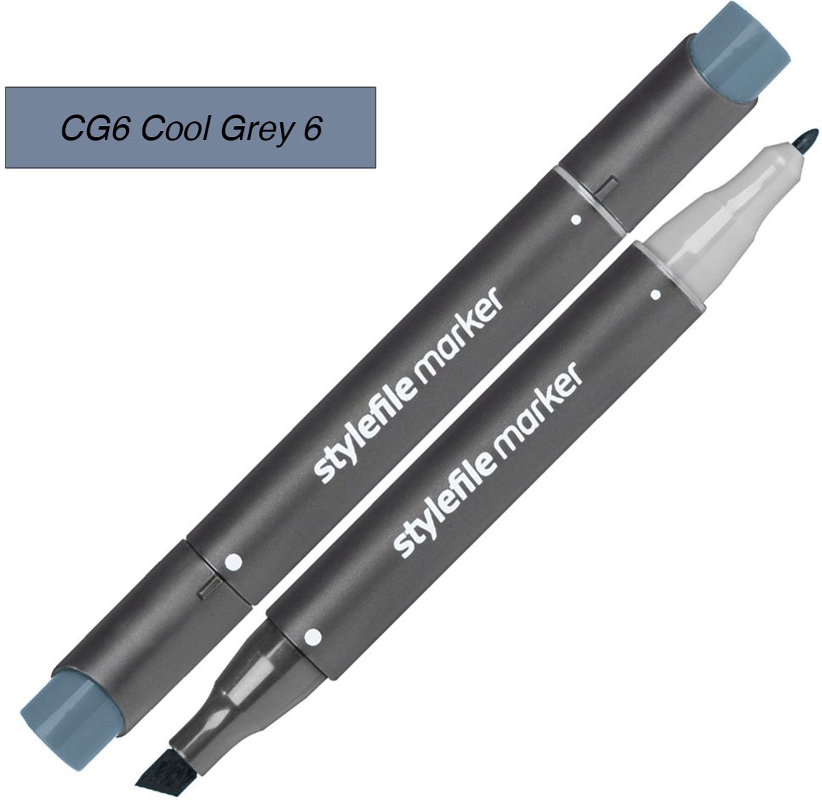 Stylefile Twin Marker - Cool Grey 6 - Deze hoge kwaliteit stift is ideaal voor designers, architecten, graffiti artiesten, cartoonisten, & ontwerp studenten