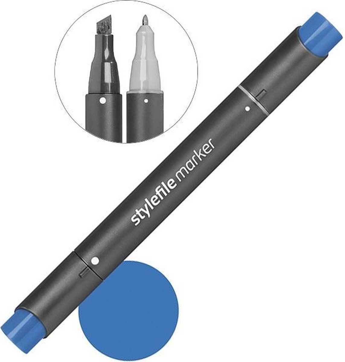 Stylefile Twin Marker - Kobaltblauw - Deze hoge kwaliteit stift is ideaal voor designers, architecten, graffiti artiesten, cartoonisten, & ontwerp studenten