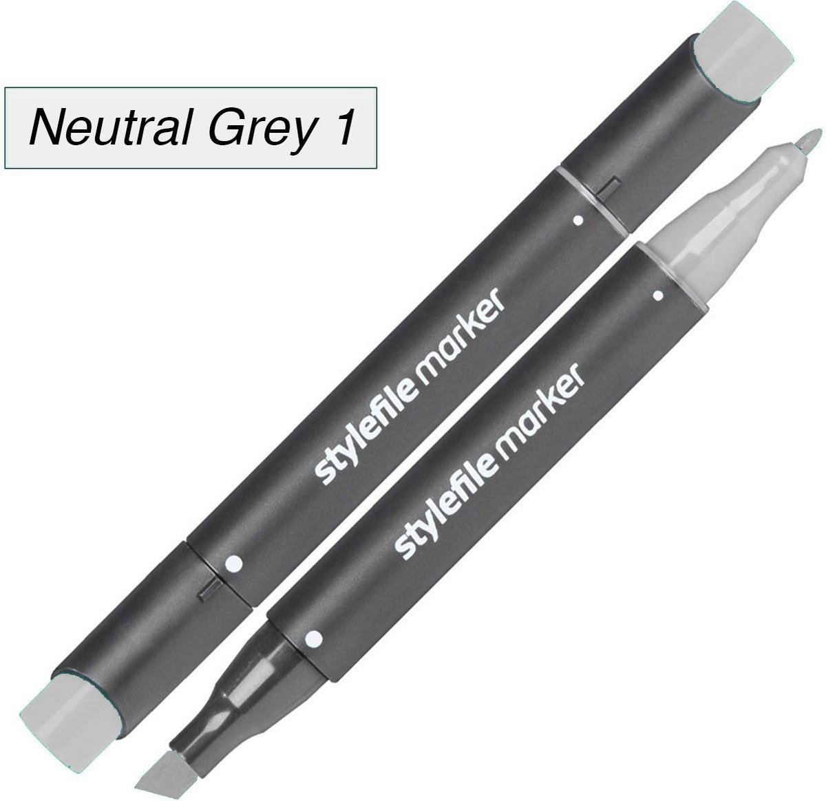 Stylefile Twin Marker - Neutraal Grijs 1 - Deze hoge kwaliteit stift is ideaal voor designers, architecten, graffiti artiesten, cartoonisten, & ontwerp studenten