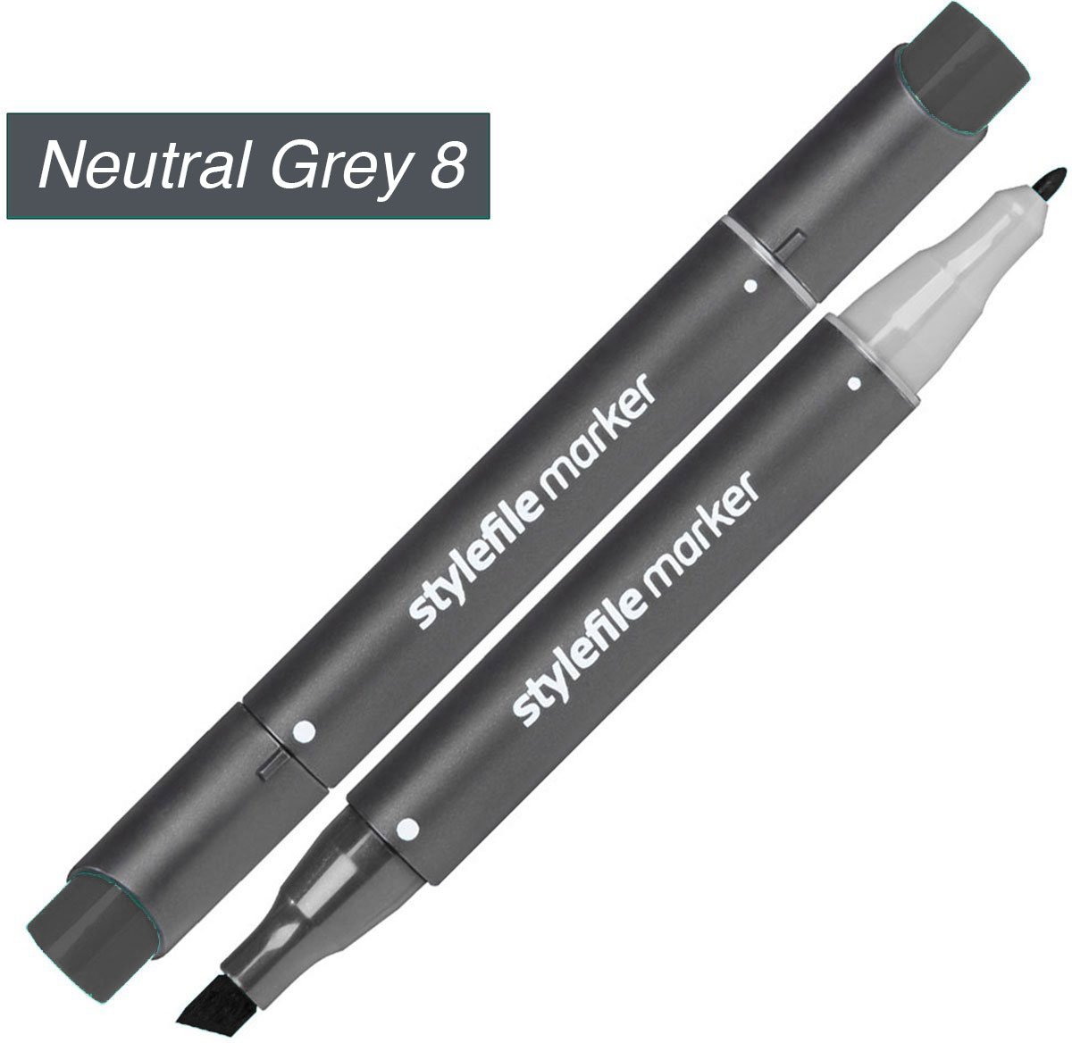 Stylefile Twin Marker - Neutraal Grijs 8 - Deze hoge kwaliteit stift is ideaal voor designers, architecten, graffiti artiesten, cartoonisten, & ontwerp studenten