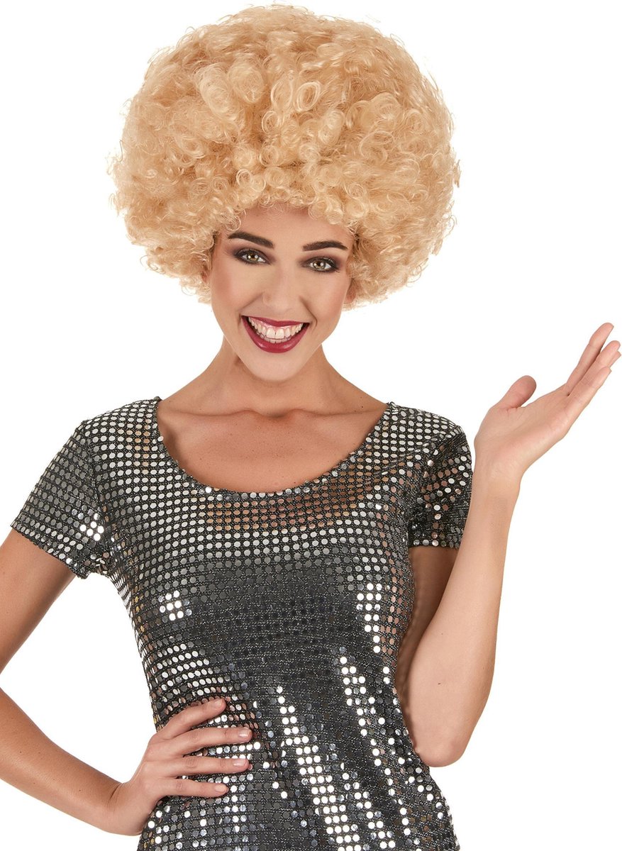 STYLER - Blonde disco afropruik voor volwassenen - Pruiken