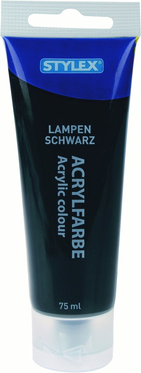 Acrylverf, zwart, tube a 75 ml.