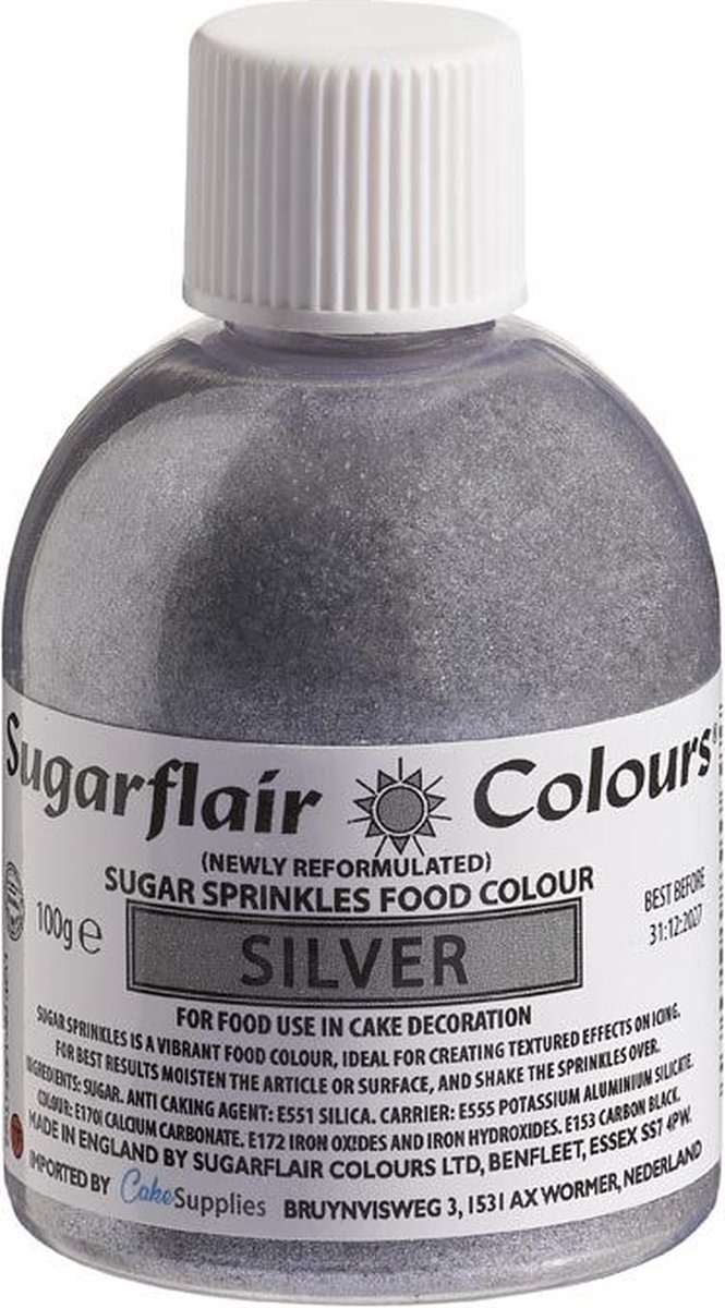 Sugarflair - Sugar Sprinkles - Silver - 100g