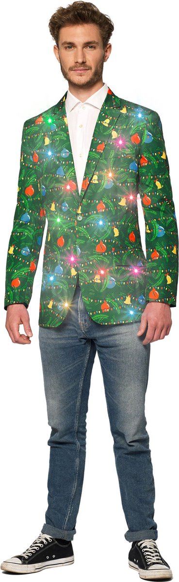 Suitmeister Christmas Green Tree Jacket - Heren jasje - Lichtgevend - Kerstblazer - Maat M