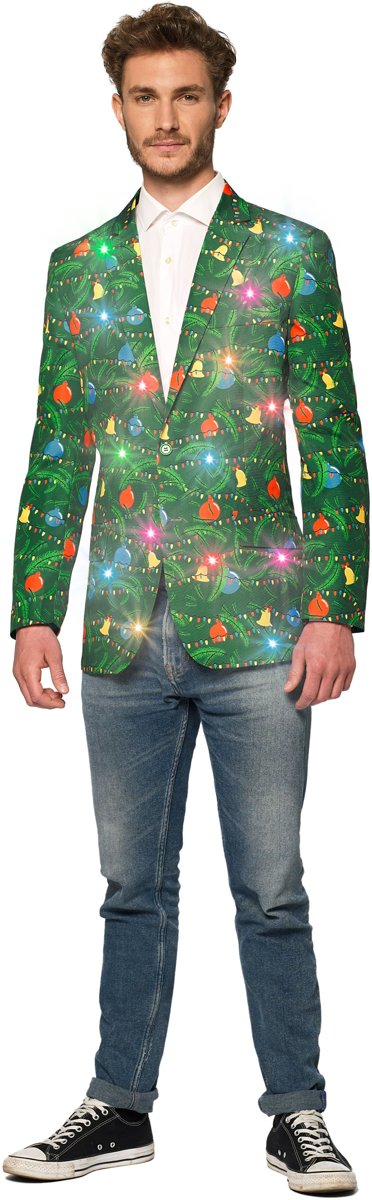 Suitmeister Christmas Green Tree Jacket - Heren jasje - Lichtgevend - Kerstblazer - Maat S