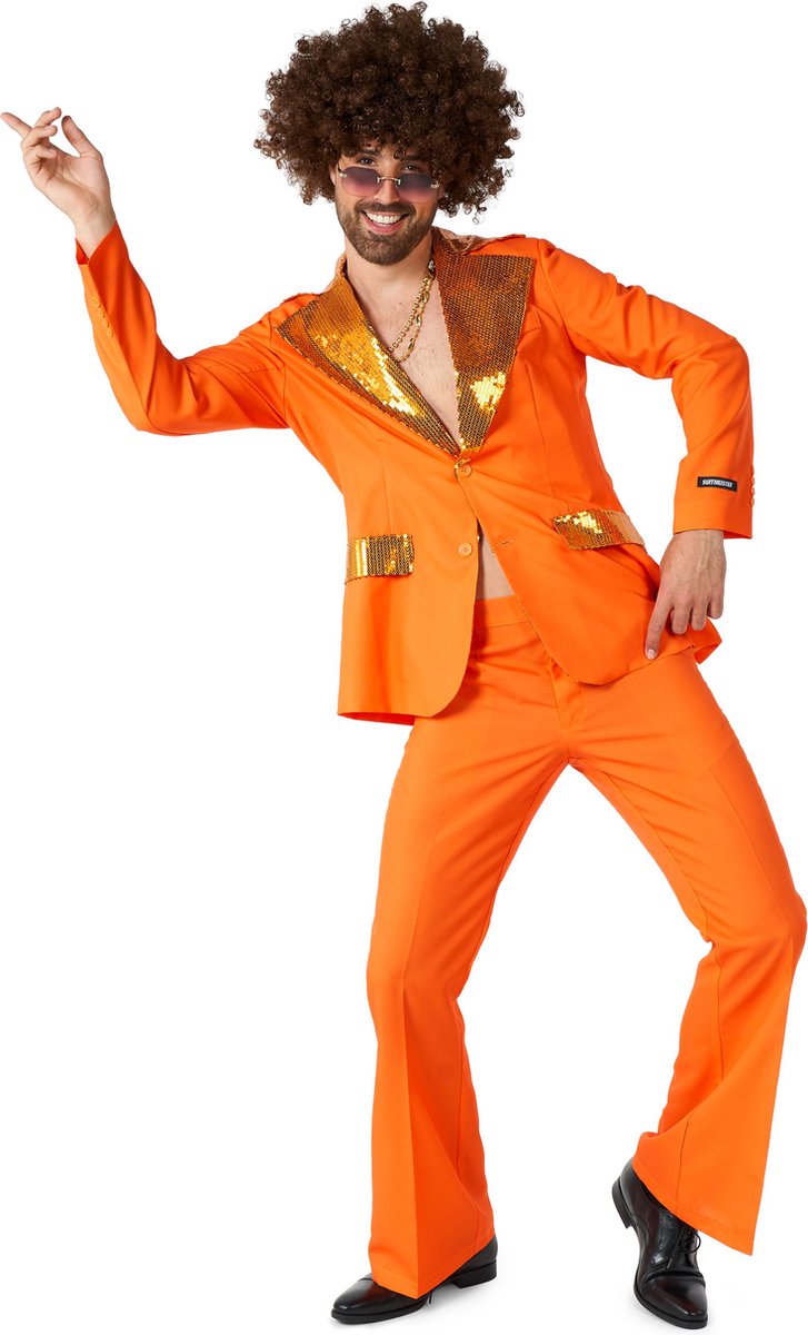 Suitmeister Disco Kostuum - Mannen Pak - Oranje - Saturday Night Fever - Maat M