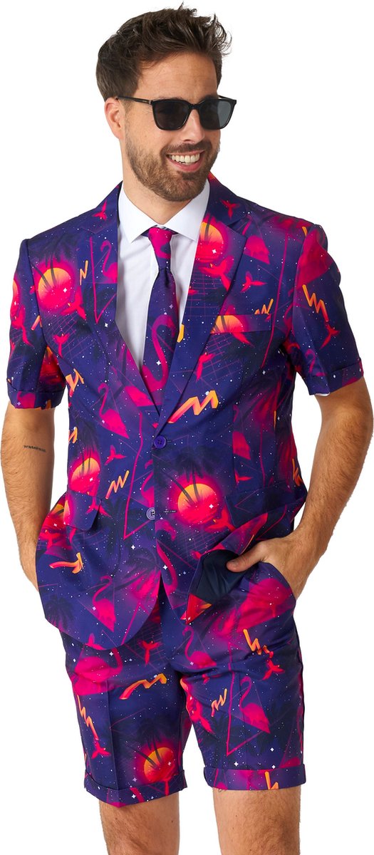 Suitmeister SUMMER Retro Neon Navy - Heren Zomer Pak - Zomers - Meerkleurig - Maat XXL