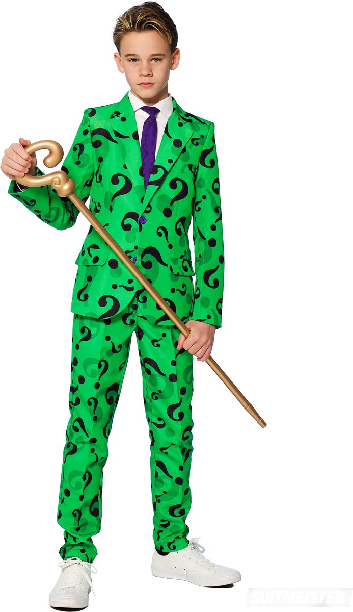 Suitmeister The Riddler - Jongens Kostuum - Groen - Halloween - Maat M