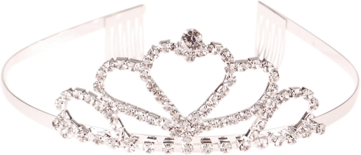 Tiara zilverkleurig met strass-