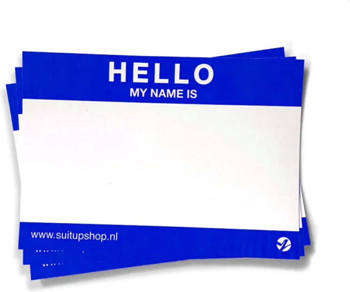 Hello My Name is stickers - 50 stuks - Blauw - Weerbestendig