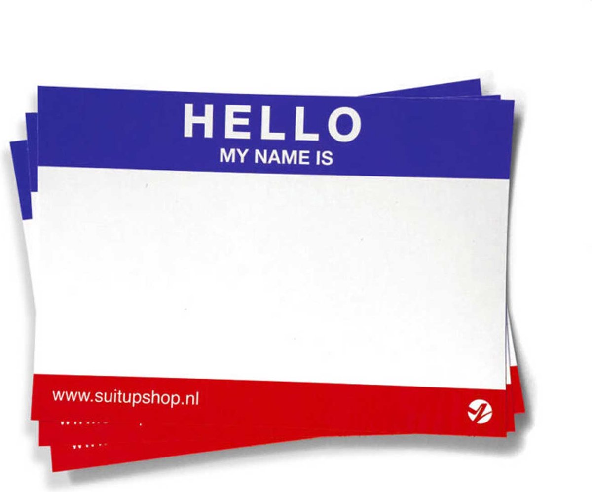 Hello My Name is stickers - 50 stuks - Blauw Rood - Weerbestendige vinyl sticker