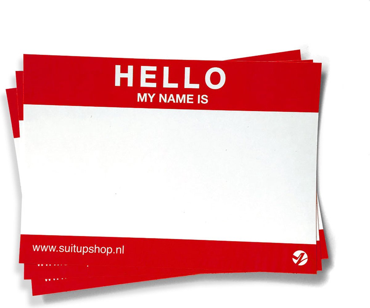 Hello My Name is stickers - 50 stuks - Rood - Weerbestendig