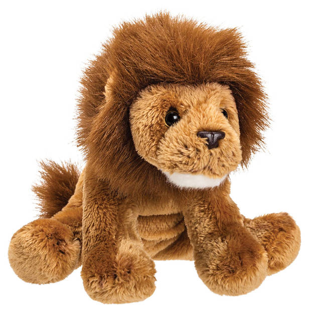 Suki Gifts Pluche knuffeldier Leeuw - bruin - 13 cm - safari thema - Knuffeldier