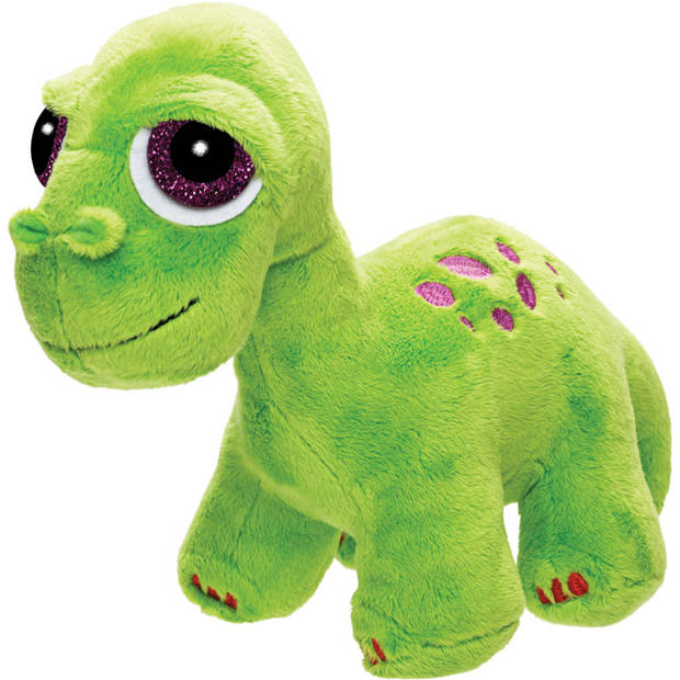 Suki Gifts Pluche knuffeldier dinosaurus - Brontosaurus - groen - 21 cm - Dino thema - Knuffeldier