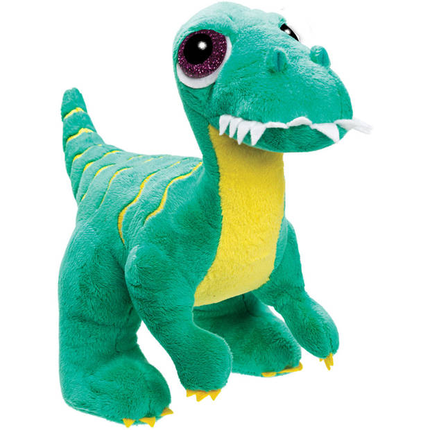 Suki Gifts Pluche knuffeldier dinosaurus - Velociraptor - groen - 24 cm - Dino thema - Knuffeldier