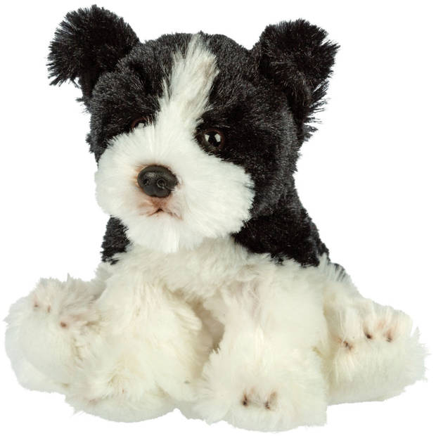   Gifts Pluche knuffeldier hond - Border Collie - zwart/wit - 13 cm - Knuffel huisdieren