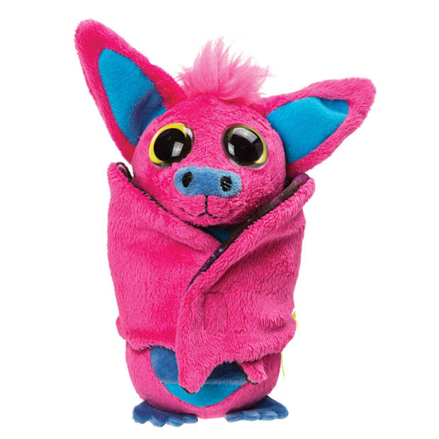   Gifts Pluche knuffeldier vleermuis - roze/blauw - 17 cm - speelgoed - Knuffeldier