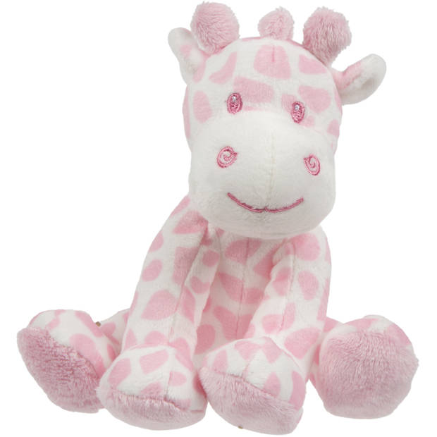 Suki Gifts knuffeldier - giraffe - roze/wit - pluche - safari dieren - 14 cm - Knuffelberen