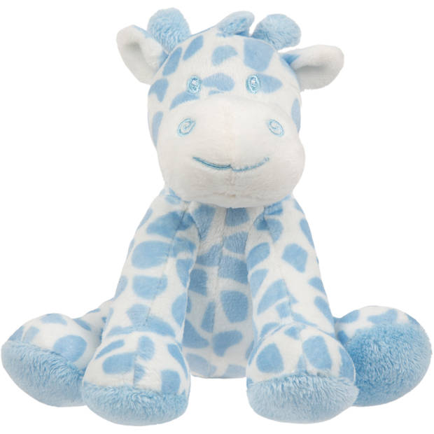 Suki Gifts knuffeldier - giraffe - zittend - blauw/wit - pluche - safari dieren - 14 cm - Knuffelberen