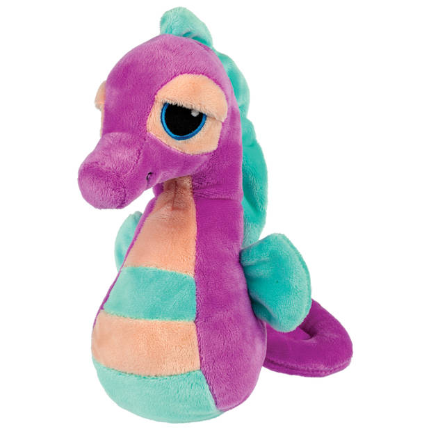   Gifts pluche zeepaardje knuffeldier - cute eyes - paars/blauw - 21 cm - Knuffel zeedieren