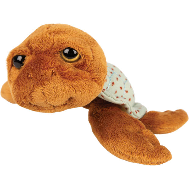 Suki Gifts pluche zeeschildpad Jules knuffeldier - cute eyes - donkerbruin - 14 cm - Knuffel zeedieren