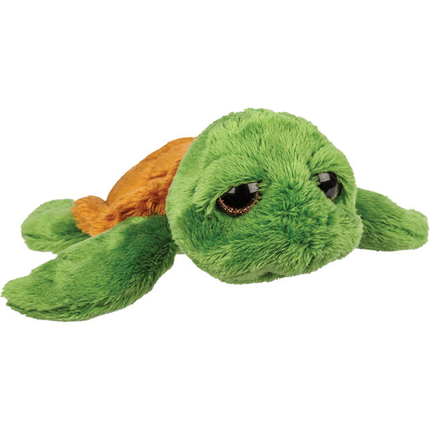   Gifts pluche zeeschildpad Jules knuffeldier - cute eyes - donkergroen - 14 cm - Knuffel zeedieren