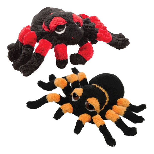 Suki gifts Pluche knuffel spinnen 2x stuks - tarantulas - 13 cm - speelgoed - Knuffeldier