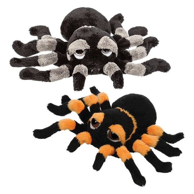 Suki gifts Pluche knuffel spinnen 2x stuks - tarantulas - 22 cm - speelgoed - Knuffeldier