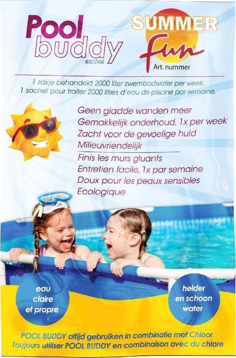 4x Sachet Pool Buddy anti gladde zwembadwanden en bodem - Hygi??nisch zwembadwater onderhoudsmiddelen