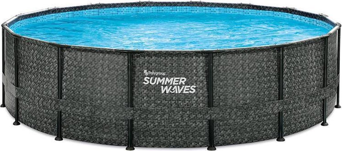 SUMMER WAVES ELITE FRAME ZWEMBAD 488 X 122 CM DARK HERRINGBONE + FILTERPOMP