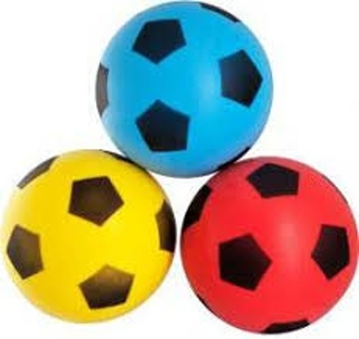 Drie Foamballen 20 cm Rood, Geel en Blauw