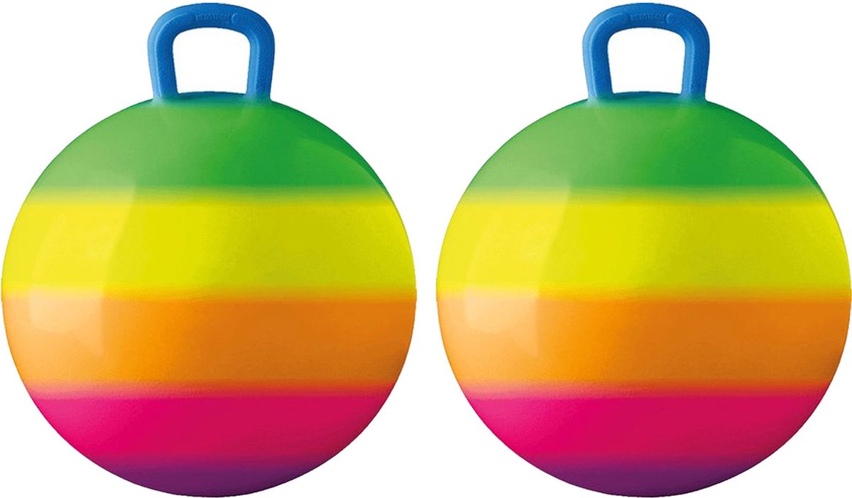 Summer Play Skippybal - 2x - regenboog - 50 cm - buitenspeelgoed voor kinderen